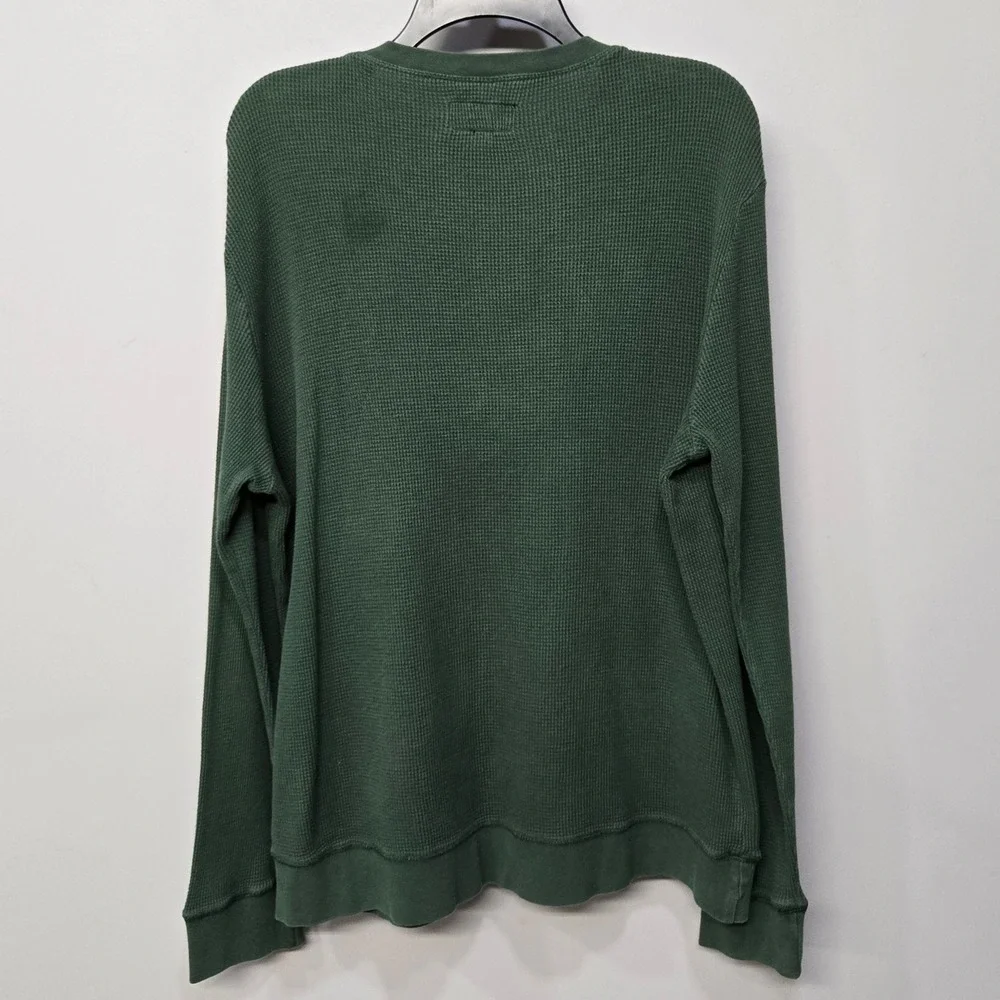 True Religion Thermal Henley Shirt Men Large Green Waffle Knit Streetwear Grunge